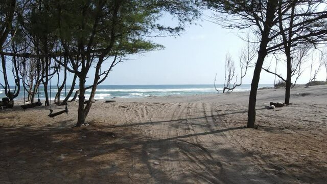 aerial view entering of parangtritis beach in Yogyakarta.