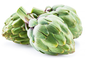 Fototapeta premium Artichoke flower edible bud isolated on white background.