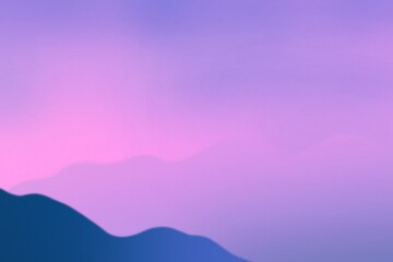 Purple pink gradient background, mountain view, blue cube, blur,  concept abstract soft color, card, book, banner, natural 