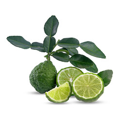 fresh bergamot slices on white background,isolated