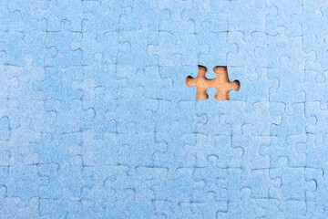 Puzzle with one missing piece. Problem solving concept