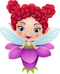 Cartoon fairy inside the flower