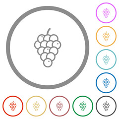 Grapes flat icons with outlines