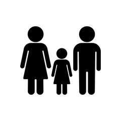 Family icon vector illustration. Father, mother and child. Dad, mom and daughter silhouette
