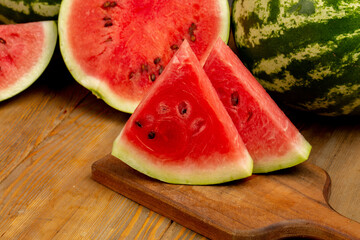 Slice of watermelon on white background