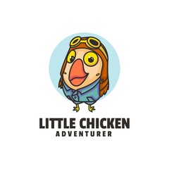 Vector Logo Illustration Little Chicken Mascot Cartoon Style.