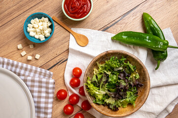 Preparations for making a salad