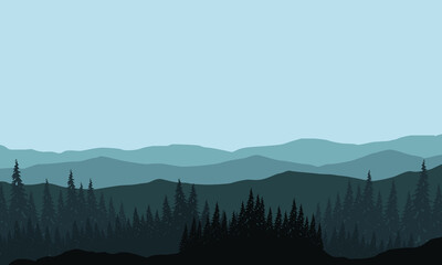 Beautiful Mountain views in the countryside when the sun rises in the morning. Vector illustration