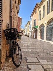 Mallorca town street with bicycle