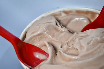chocolate ice cream texture in the cups
