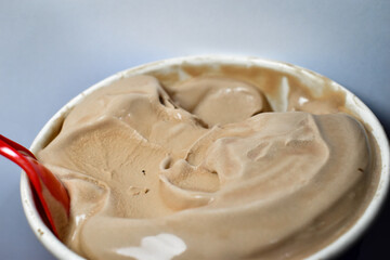 chocolate ice cream texture in the cups