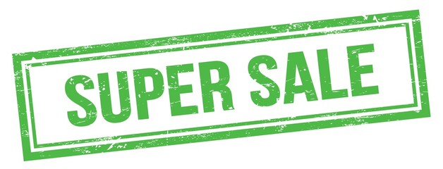 SUPER SALE text on green grungy vintage stamp.