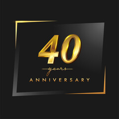 40th anniversary celebration logotype with handwriting golden color elegant design isolated on black background. vector anniversary for celebration, invitation card, and greeting card.