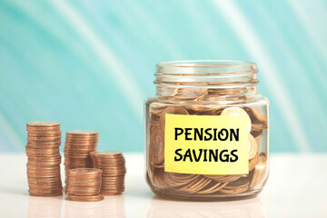 pension saving money in a bottle