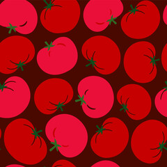 Red Tomatoes. Decorative seamless pattern background with stylized tomatoes. A modern flat vector design.