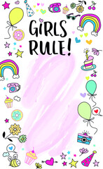 girls rule poster with colage