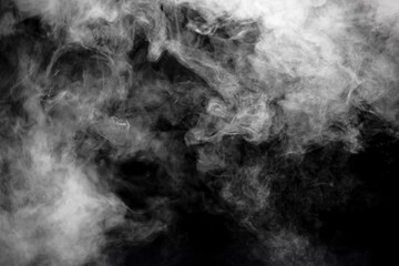 White smoke on a black background. Texture