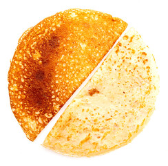 Pancakes made from dough isolated on a white