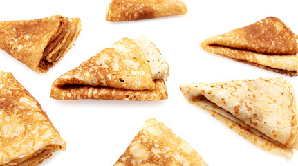 Pancakes made from dough isolated on a white