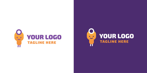 Cute character kids logo vector. Kindergarten, school, Montessori