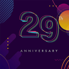 29 years anniversary logo, vector design birthday celebration with colorful geometric background and circles shape.