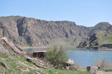 The Ili River in Kazakhstan in early spring