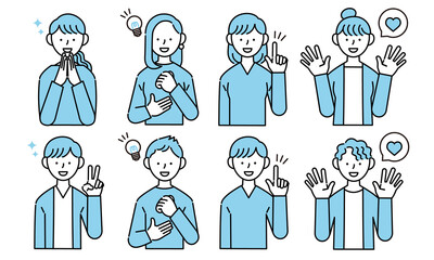 ひらめく男女のイラストセット