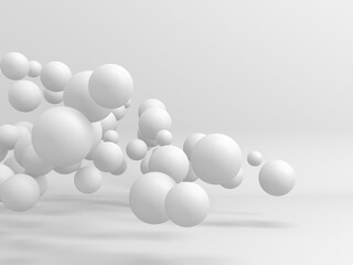 Abstract white many spheres design background