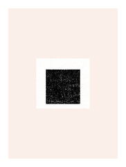 Abstract wall art. Inspired by mid century  bauhaus design contemporary vector geometric background. Minimalist poster template with simple geometric black shapes and isolated worn out texture