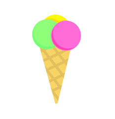 Vector ice cream clip art isolated on white background. Ice-cream cone illustration. Sweet food design element.