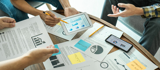 Business partner professional team working together meeting are consultation and analyzing data with new marketing startup project strategy in office