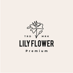 lily flower hipster vintage logo vector icon illustration - obrazy, fototapety, plakaty