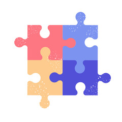 Obraz premium 4 pieces of colored puzzle with hole texture. Vector illustration.