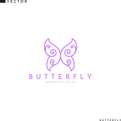 Butterfly logo template. Line art