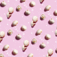 Pattern seamless of mushrooms with pink background