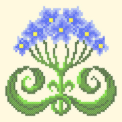cross stitch floral ornament
