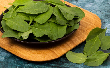 Baby spinach leaves in plate