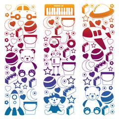Kindergarten pattern with little children and toys. Creativity and imagination.