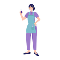 Manicure master with nail polish in her hands