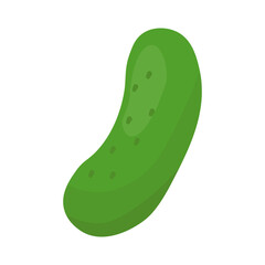 Cartoon cucumber isolated on white background. Flat cartoon vector illustration. Isolated on white background. Vegan concept