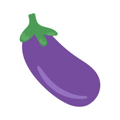 Cartoon eggplant isolated on white background. Flat cartoon vector illustration. Isolated on white background. Vegan concept