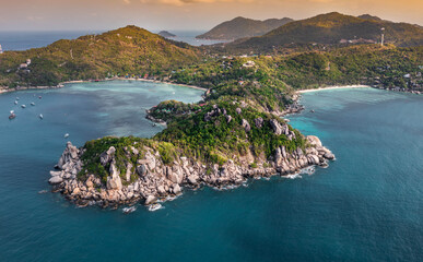 View of Koh Tao island from the South looking North at Surat thani,Thailand.