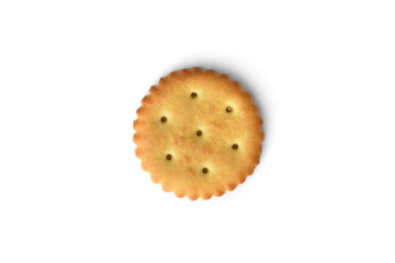 Salt cracker isolated on white background. Top view.