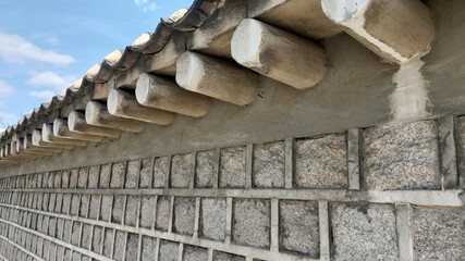 Korean traditional style stone wall of the house