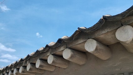 Korean traditional style stone wall of the house