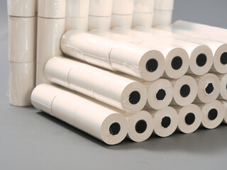 cash register tape on a gray background