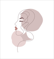 portrait, logo, girl, face, beauty, profile, model, care, beautician, cosmetics, hair, symbol, emblem, lips, skin, eyes, postcard, background, abstraction, abstract, banner, abstract, lines, top, fash