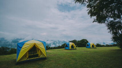 Pitch a tent in the natural setting.