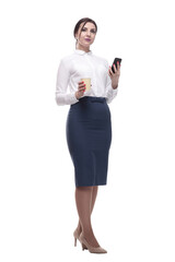 full-length. young business woman with a smartphone .