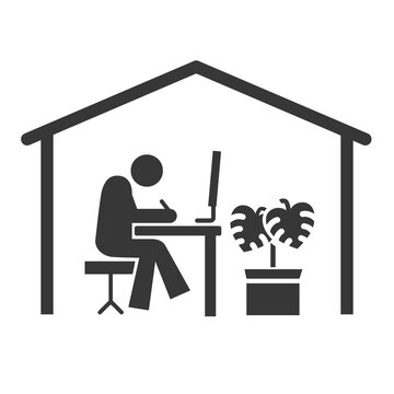Remote work and Telecommuting  vector illustration icon concept - work at home